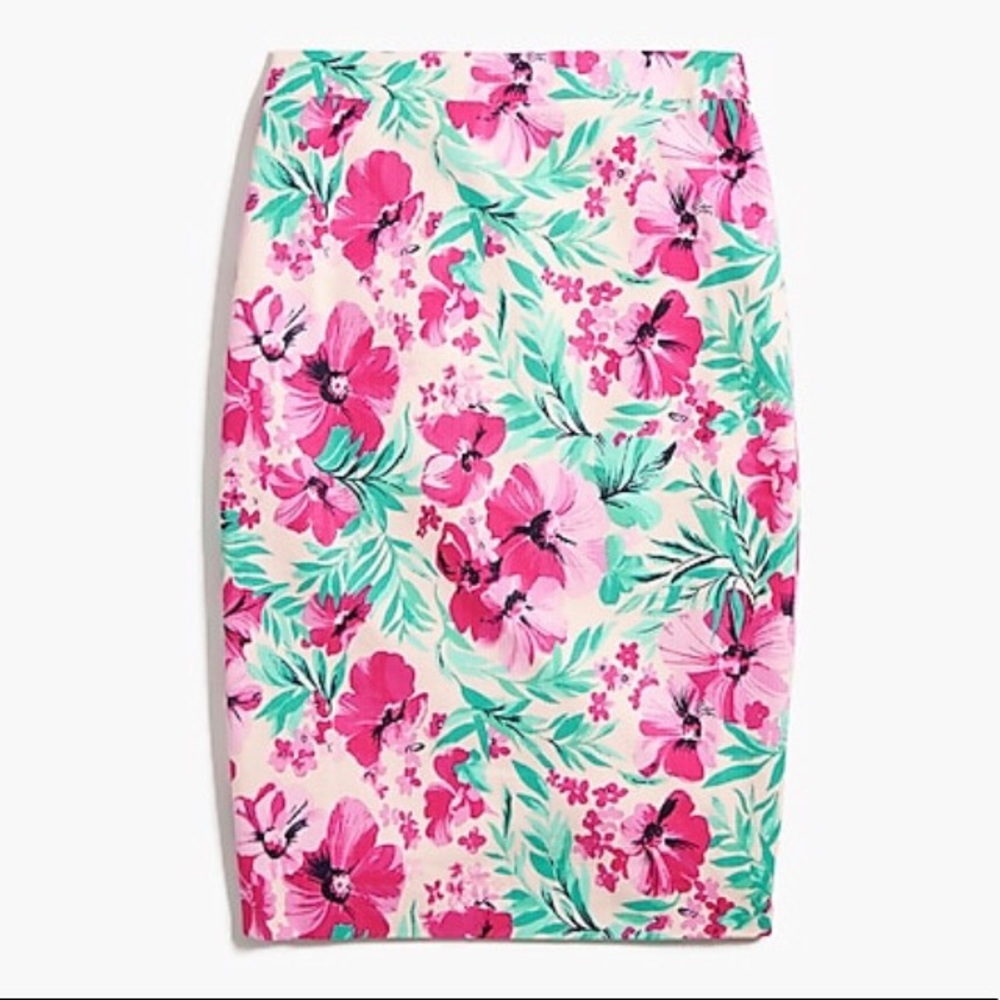 NWT J.Crew Tropical Print Basketweave Pencil Skirt Size 8